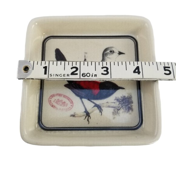 British Museum Ceramic Bird Candy Nut Mint Dish Jewelry Trinket Square Soap Tray - Picture 4 of 7